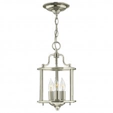 Traditional Hall Lantern in Modern Polished Nickel Small Size.