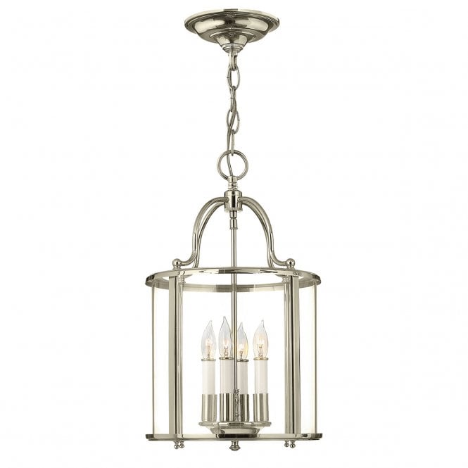 GENTRY 4 Light traditional lantern design ceiling pendant in nickel (medium)