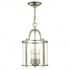 Traditional lantern ceiling pendant in nickel