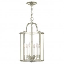 Traditional Large Lantern Ceiling Pendant Nickel 