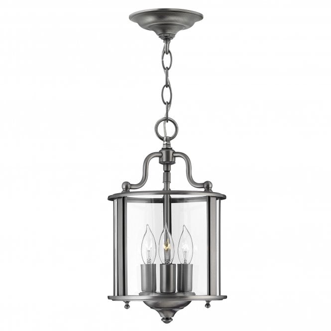 GENTRY traditional lantern design ceiling pendant in pewter (small)