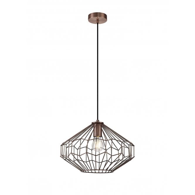 GEOWIRE Wide Diamond Ceiling Pendant Antique Copper/Black