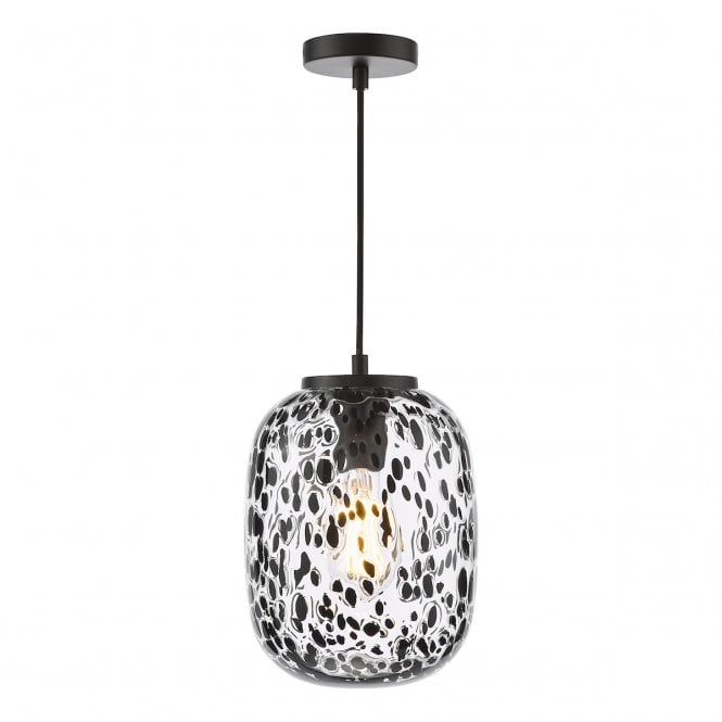 Gethin Matt Black Pendant with Black Confetti Glass