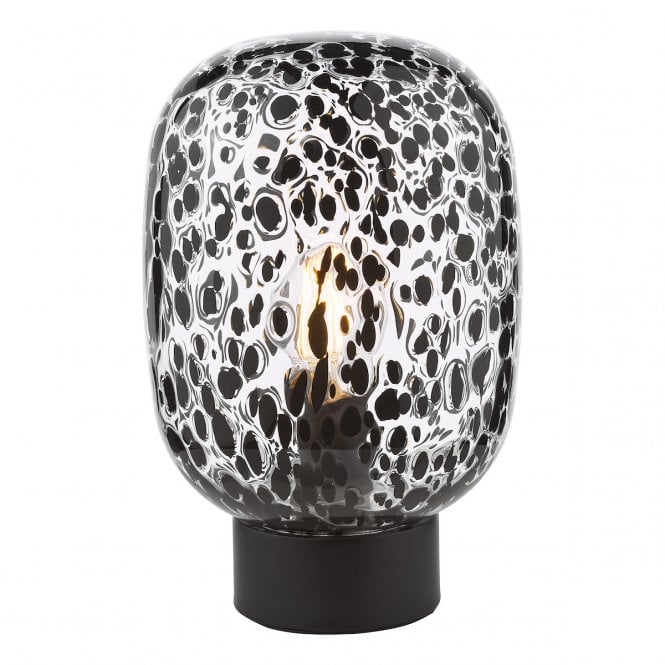 Gethin Touch Lamp Black with Black Confetti Glass