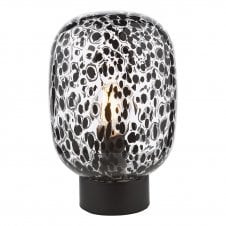 touch lamp with black and clear confetti glass shade