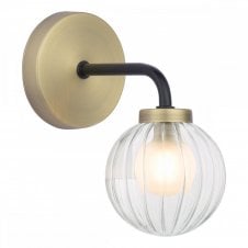 GIBBS Wall Light | Antique Brass & Glass | Pull Cord