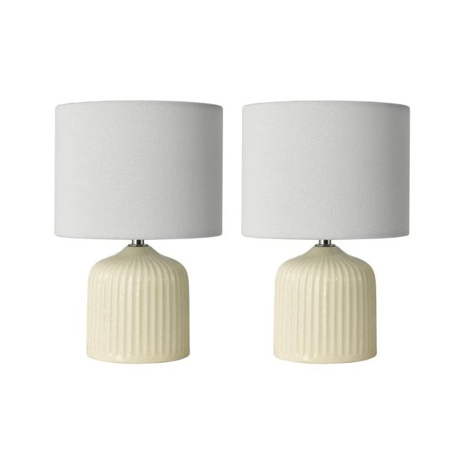 Gigi Cream Ceramic Table Lamp with Linen Shade - Twin Pack