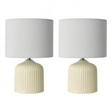 Gigi Cream Ceramic Table Lamp with Linen Shade - Twin Pack