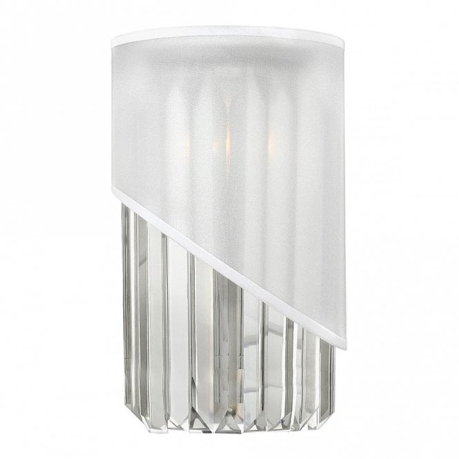 GIGI polished nickel and crystal droplet wall light with organza shade
