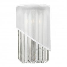 GIGI polished nickel and crystal droplet wall light with organza shade