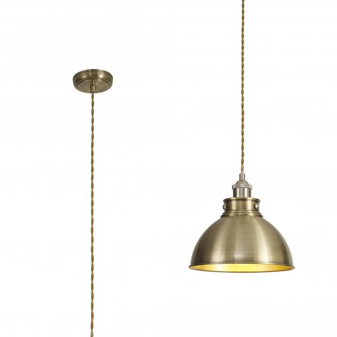GIOVANNI Medium Pendant | 1 x E27 | Satin Nickel and Antique Brass and Gold