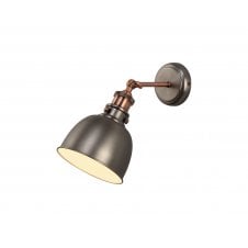 Industrial style spot wall light in aged silver and copper