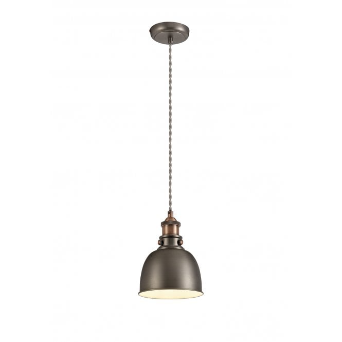 GIOVANNI Small Ceiling Pendant Antique Silver with Copper Elements