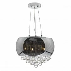 GISELLE 5 light smoked and clear glass ceiling pendant