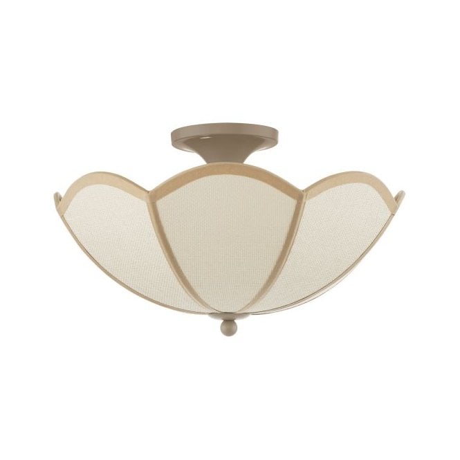 Giuliana 3 Light Semi-Flush Ceiling Light Rattan and Satin Taupe