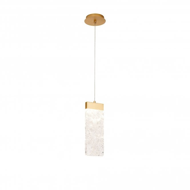 GLACIAL Large Pendant 2m | 1 x 4.5W LED | 3000K | 160lm | Painted Brushed Gold | 3yrs Warranty