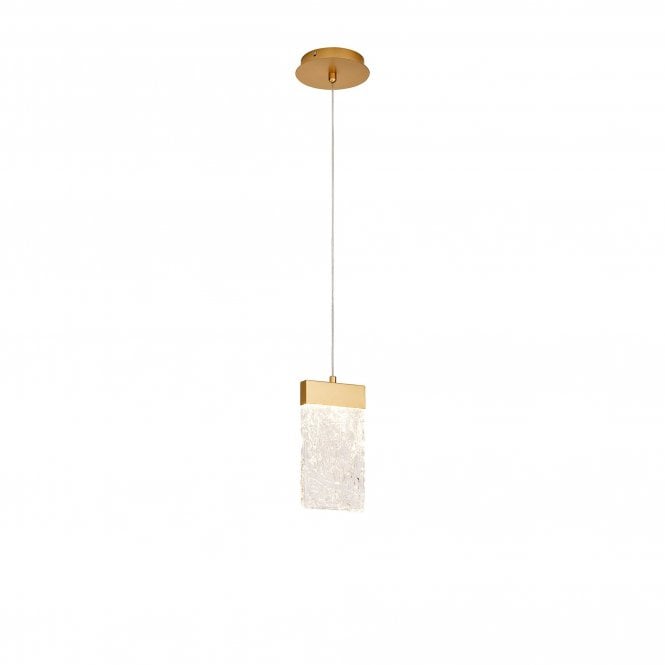 GLACIAL Medium Pendant 2m | 1 x 4.5W LED | 3000K | 160lm | Painted Brushed Gold | 3yrs Warranty