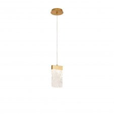 GLACIAL Medium Pendant 2m | 1 x 4.5W LED | 3000K | 160lm | Painted Brushed Gold | 3yrs Warranty