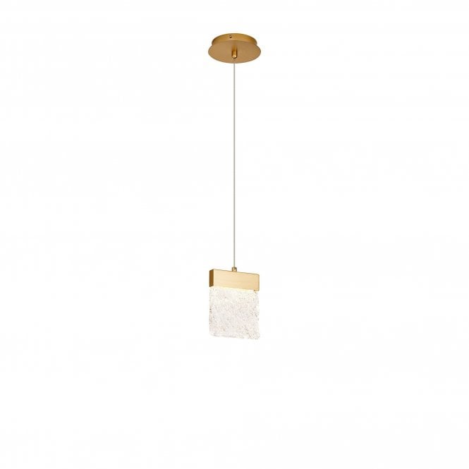 GLACIAL Small Pendant 2m | 1 x 4.5W LED | 3000K | 160lm | Painted Brushed Gold | 3yrs Warranty