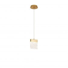 GLACIAL Small Pendant 2m | 1 x 4.5W LED | 3000K | 160lm | Painted Brushed Gold | 3yrs Warranty