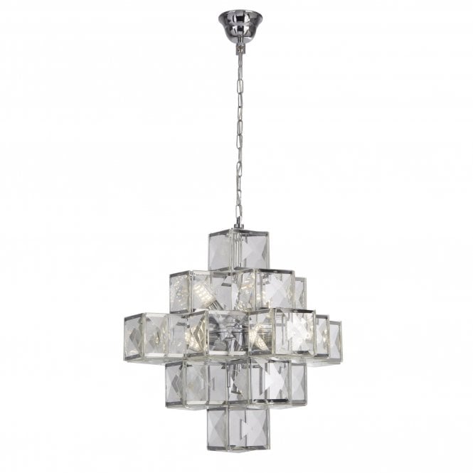 GLACIER  7 Light Acryclic Ceiling Pendant Chrome Cubism
