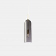 GLAM Ceiling Pendant Light in Matte Gold with Long Smoked Glass Shade
