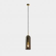 GLAM Ceiling Pendant Light in Matte Gold with Smoked Glass Shade