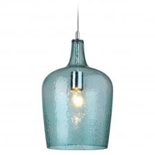 GLASS beveled aqua bottle pendant light