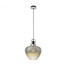 GLITZ 1 x E27 Ceiling Pendant Smoke Glass & Clear/Polished Chrome