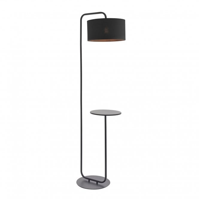 GLORY Floor Lamp and Table in Black with Black Shade