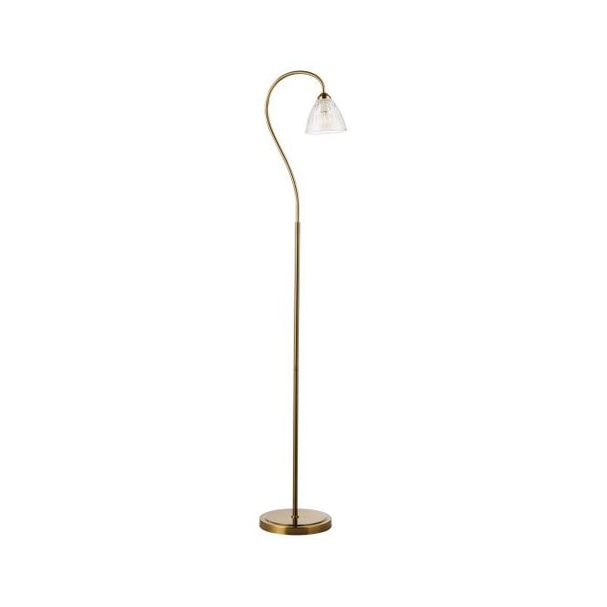 Glynis Floor Lamp in Antique Bronze with Ribbed Glass Shade