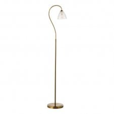 antique bronze floor lamp with ribbed glass shade