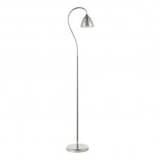 Glynis Floor Lamp in Polished Nickel with Smoked Ribbed Glass Shade