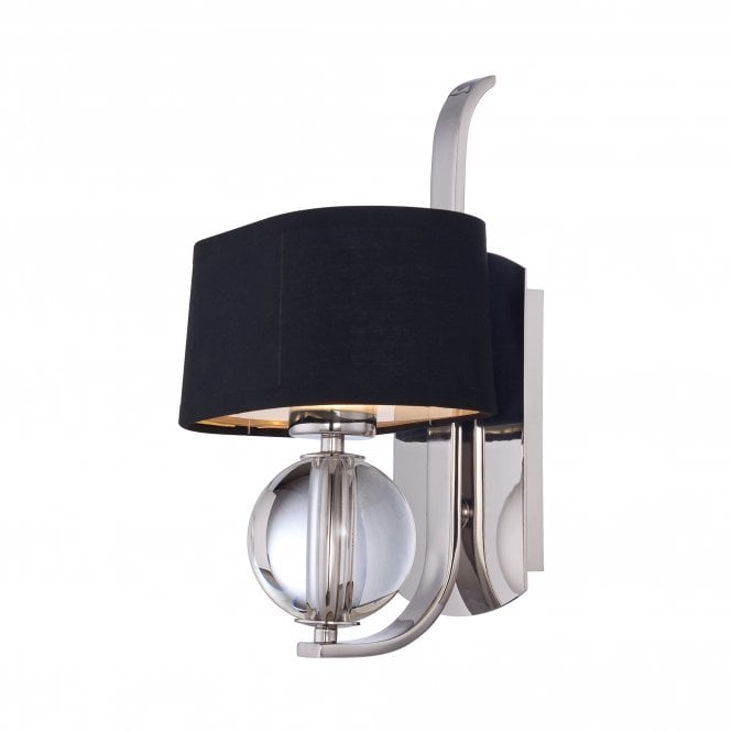 GOTHAM contemporary wall light in imperial silver with black shade