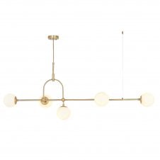 GRACE Linear Ceiling Pendant in Antique Brass with Opal Glass