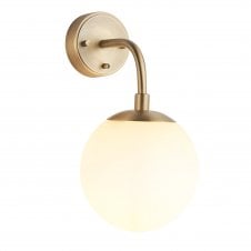 Matt Antique Brass Wall Light With Opal Globe Glass