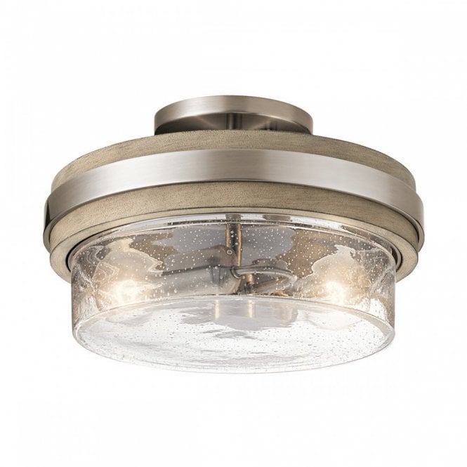 GRAND BANK 2 Light Semi-Flush Mount in Distressed Antique Grey