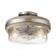 GRAND BANK 2 Light Semi-Flush Mount in Distressed Antique Grey