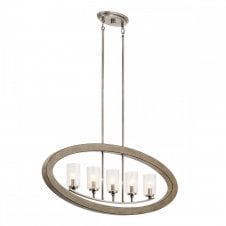 GRAND BANK 5 Light Ceiling Pendant in Distressed Antique Grey