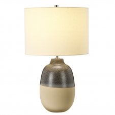 GRANGE matte beige and reactive grey glaze ceramic table lamp