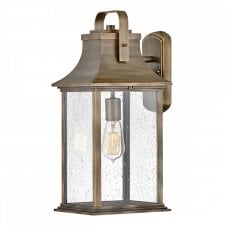 GRANT Large Outdoor Wall Lantern in Bronze with Seeded Glass