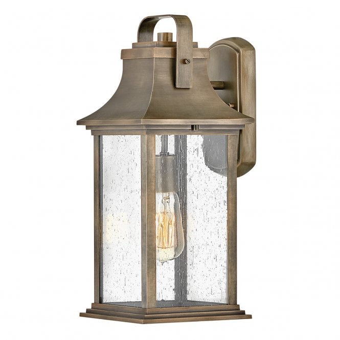 GRANT Medium Outdoor Wall Lantern in Bronze with Seeded Glass