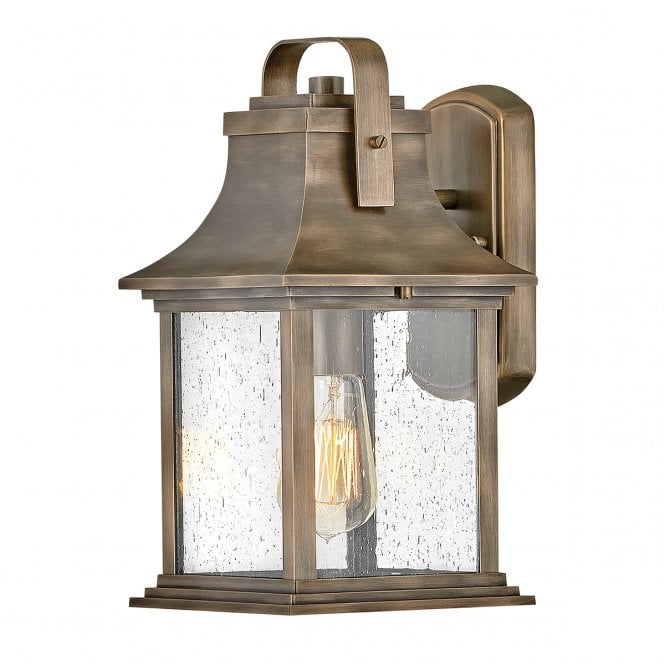 GRANT Small Wall Lantern in Bronze with Seeded Glass