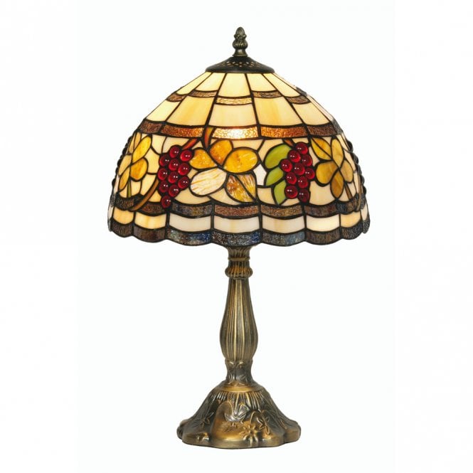 GRAPES Large Tiffany Table Lamp in Antique Brass