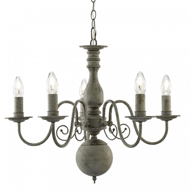 GREYTHORNE 5 light ceiling pendant in a textured grey finish