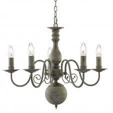 textured grey traditional 5 light ceiling pendant