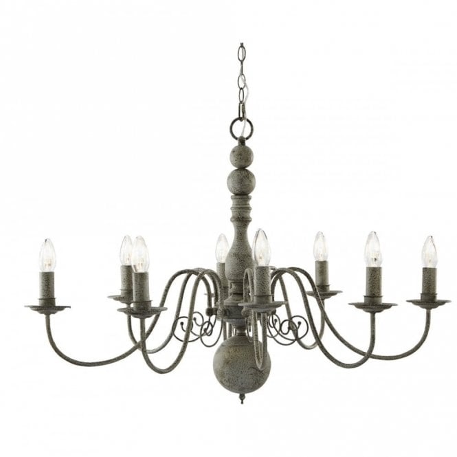 GREYTHORNE 8 light ceiling pendant in a textured grey finish
