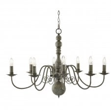 textured grey traditional 8 light ceiling pendant