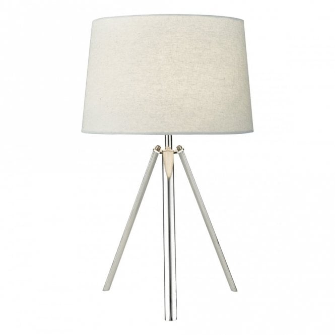 GRIFFITH polished chrome tripod table lamp with shade