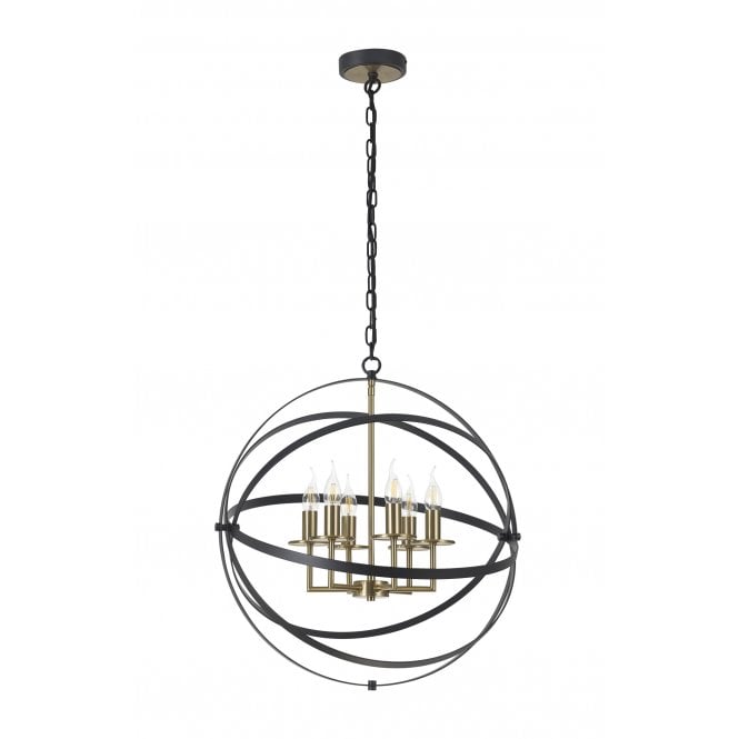 GYROSTAT 6 Light Ceiling Pendant in Black and Polished Gold